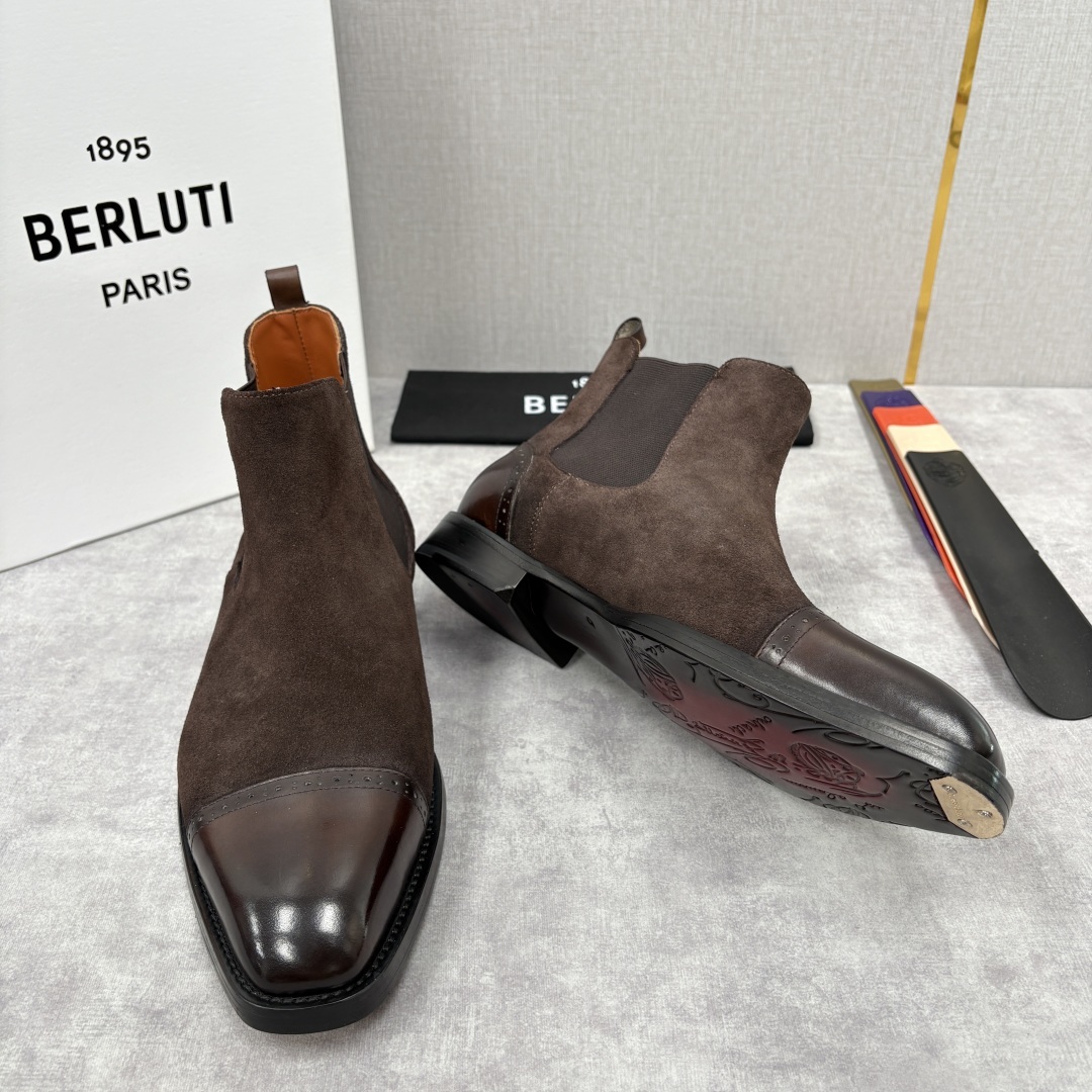 💋💍Berlut* 布鲁提 新品男士靴子 切尔西皮靴 以精湛工艺诠释奢华鞋履美学 这款靴子采用进口头层牛