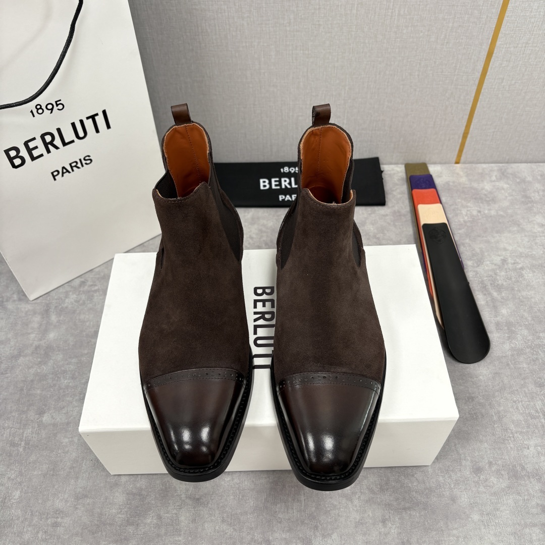 💋💍Berlut* 布鲁提 新品男士靴子 切尔西皮靴 以精湛工艺诠释奢华鞋履美学 这款靴子采用进口头层牛