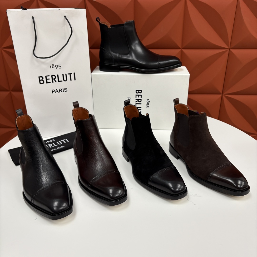 💋💍Berlut* 布鲁提 新品男士靴子 切尔西皮靴 以精湛工艺诠释奢华鞋履美学 这款靴子采用进口头层牛
