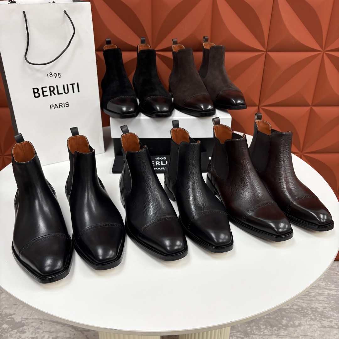 💋💍Berlut* 布鲁提 新品男士靴子 切尔西皮靴 以精湛工艺诠释奢华鞋履美学 这款靴子采用进口头层牛