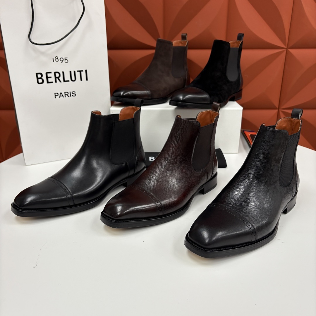 💋💍Berlut* 布鲁提 新品男士靴子 切尔西皮靴 以精湛工艺诠释奢华鞋履美学 这款靴子采用进口头层牛