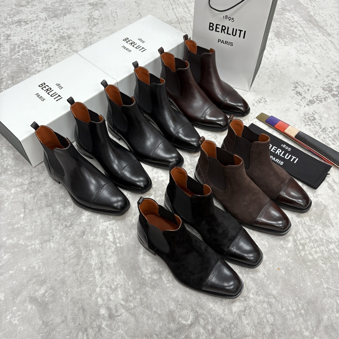 💋💍Berlut* 布鲁提 新品男士靴子 切尔西皮靴 以精湛工艺诠释奢华鞋履美学 这款靴子采用进口头层牛