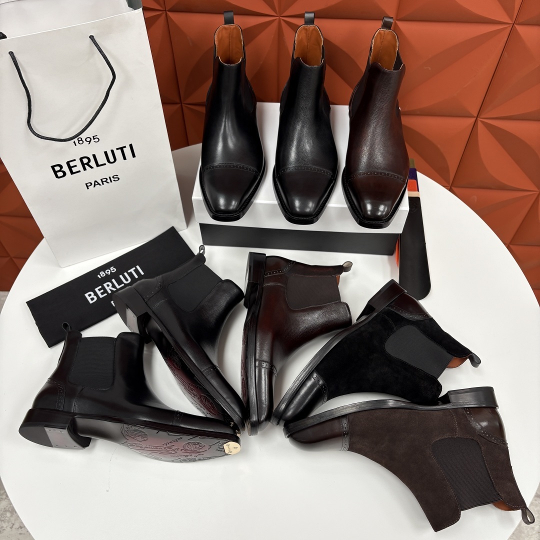 💋💍Berlut* 布鲁提 新品男士靴子 切尔西皮靴 以精湛工艺诠释奢华鞋履美学 这款靴子采用进口头层牛