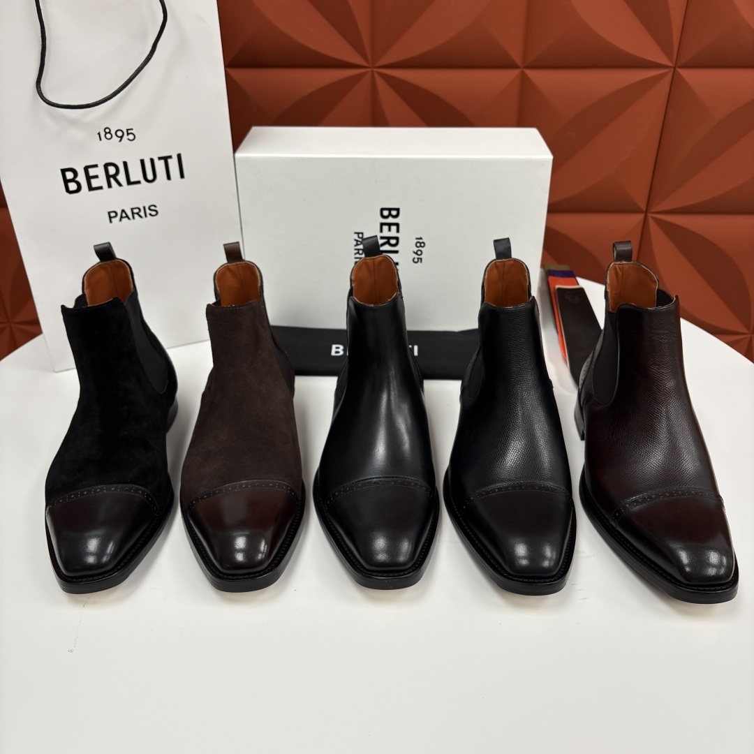 💋💍Berlut* 布鲁提 新品男士靴子 切尔西皮靴 以精湛工艺诠释奢华鞋履美学 这款靴子采用进口头层牛