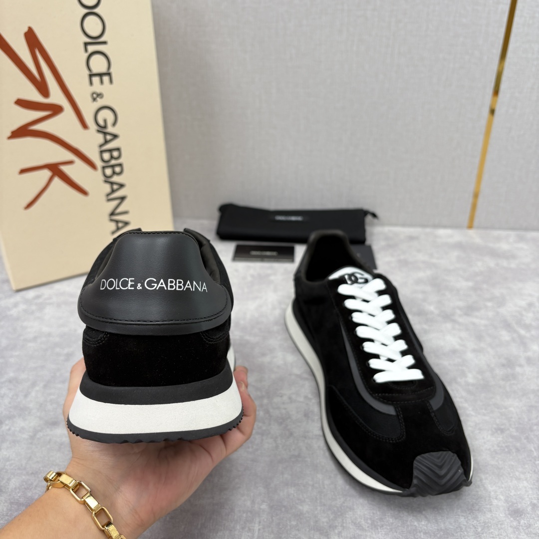 💋💍DG 家新品 Dolce &Gabban* 杜嘉~班纳 Cushion 多种牛皮材质拼接休闲运动鞋