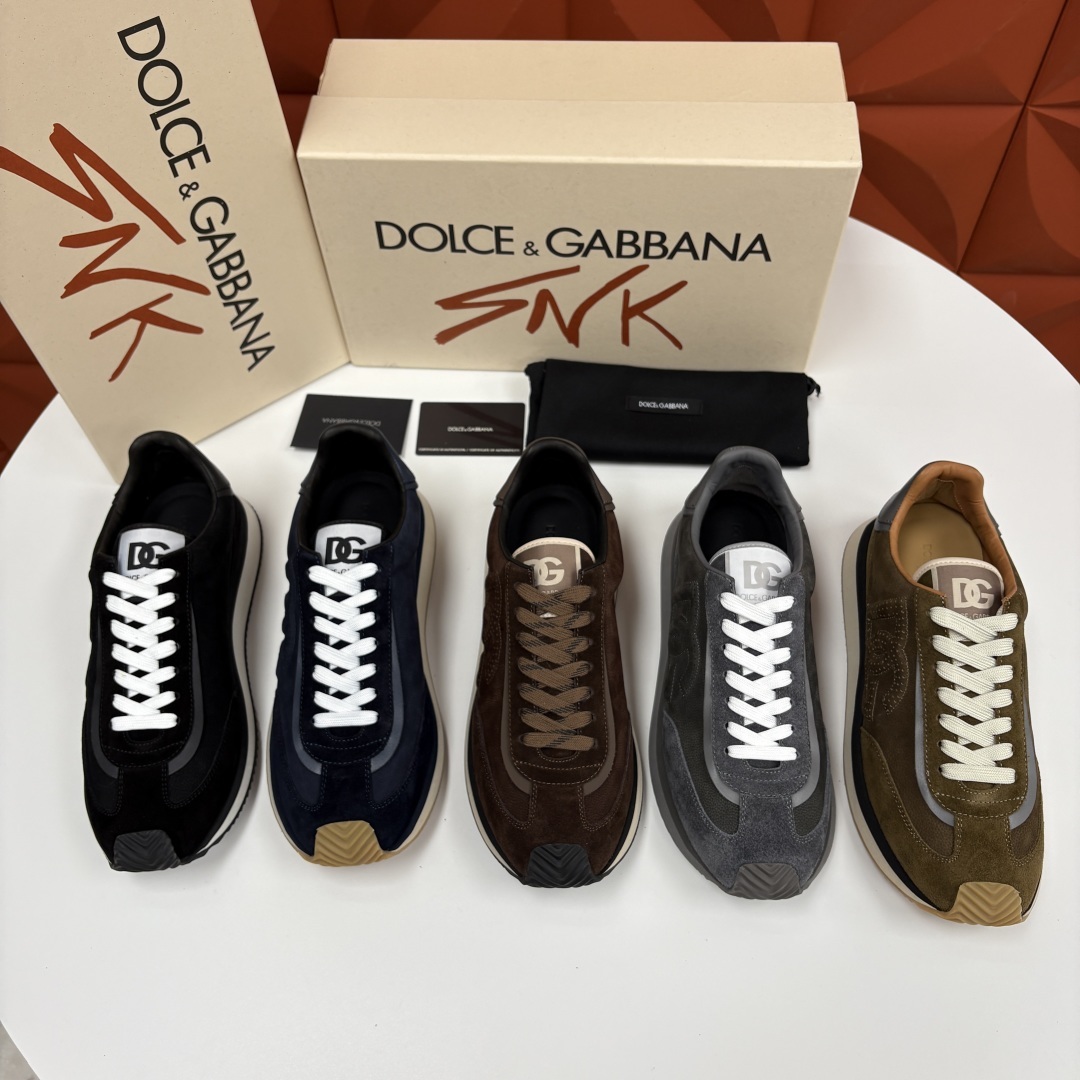 💋💍DG 家新品 Dolce &Gabban* 杜嘉~班纳 Cushion 多种牛皮材质拼接休闲运动鞋