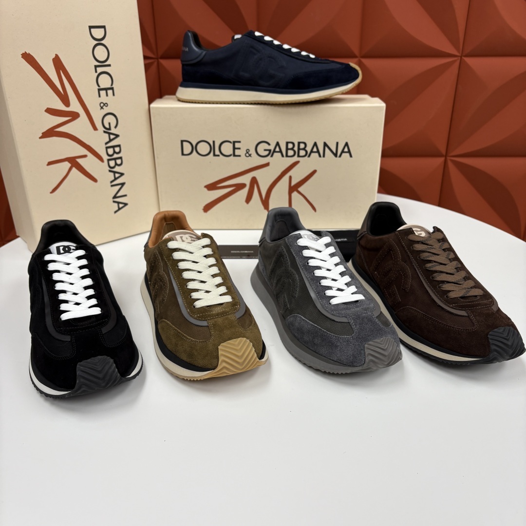 💋💍DG 家新品 Dolce &Gabban* 杜嘉~班纳 Cushion 多种牛皮材质拼接休闲运动鞋
