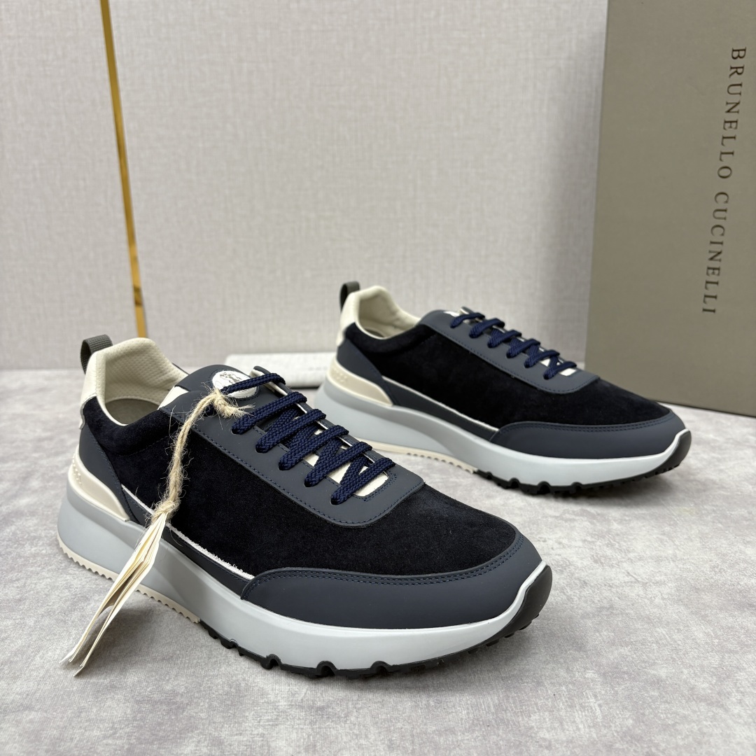 💋💍BC新品 Brunello Cucinell* 牛皮拼接低帮运动鞋 官方 8.600 新材料和对比色