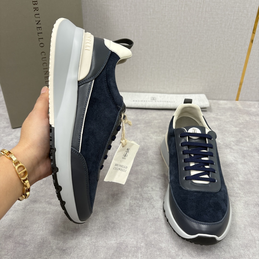 💋💍BC新品 Brunello Cucinell* 牛皮拼接低帮运动鞋 官方 8.600 新材料和对比色