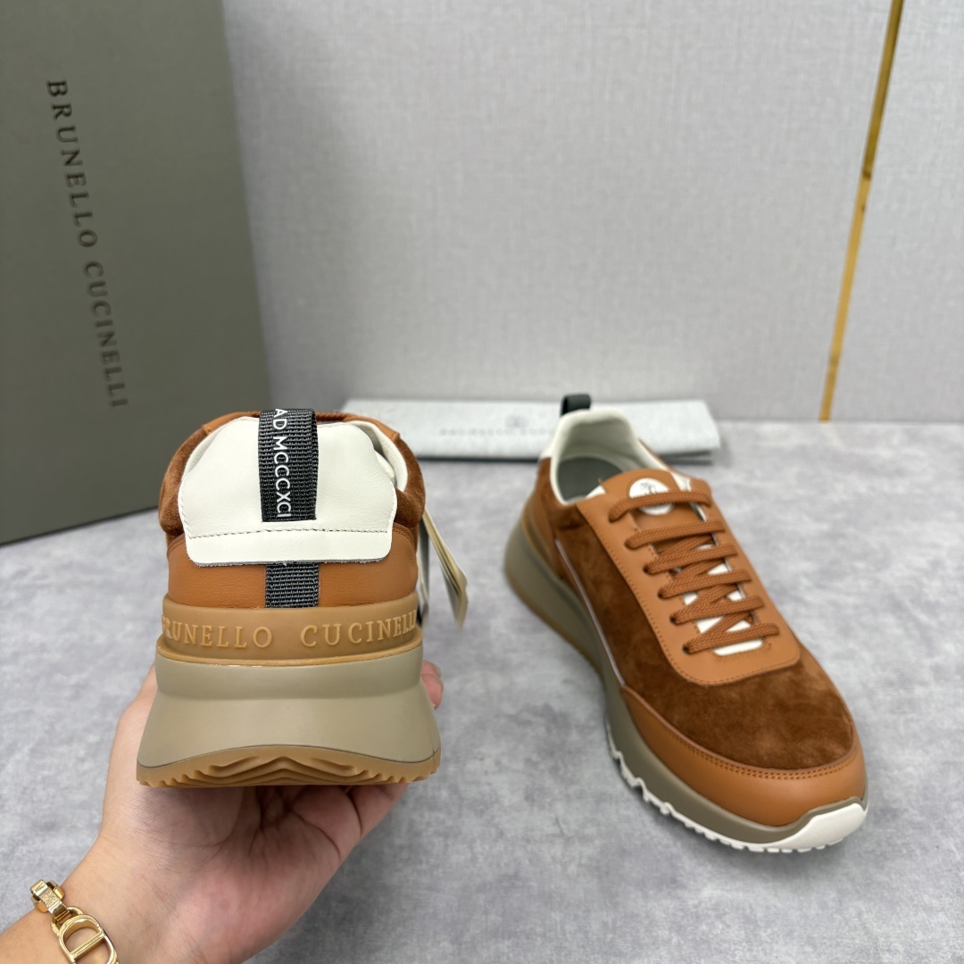 💋💍BC新品 Brunello Cucinell* 牛皮拼接低帮运动鞋 官方 8.600 新材料和对比色