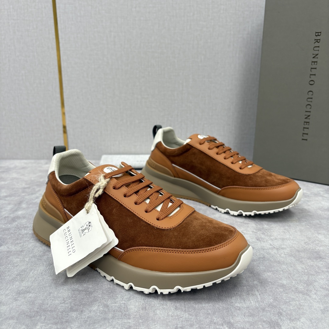 💋💍BC新品 Brunello Cucinell* 牛皮拼接低帮运动鞋 官方 8.600 新材料和对比色