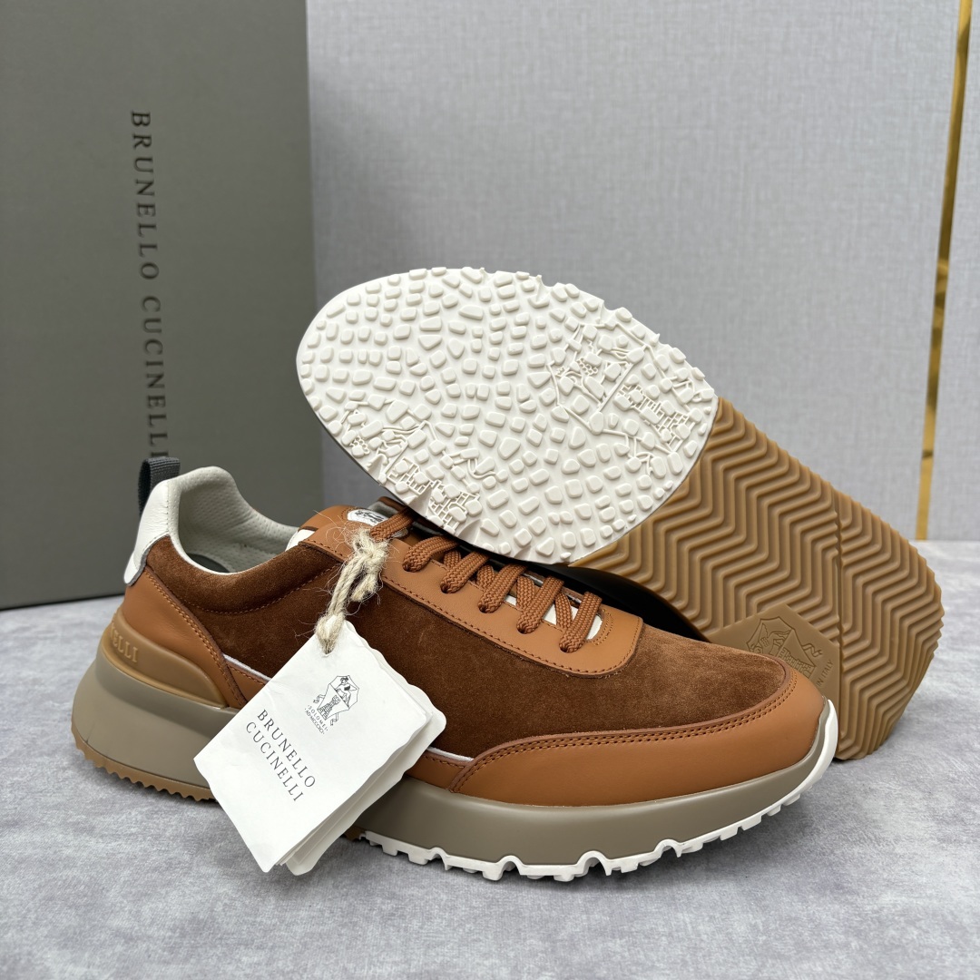 💋💍BC新品 Brunello Cucinell* 牛皮拼接低帮运动鞋 官方 8.600 新材料和对比色