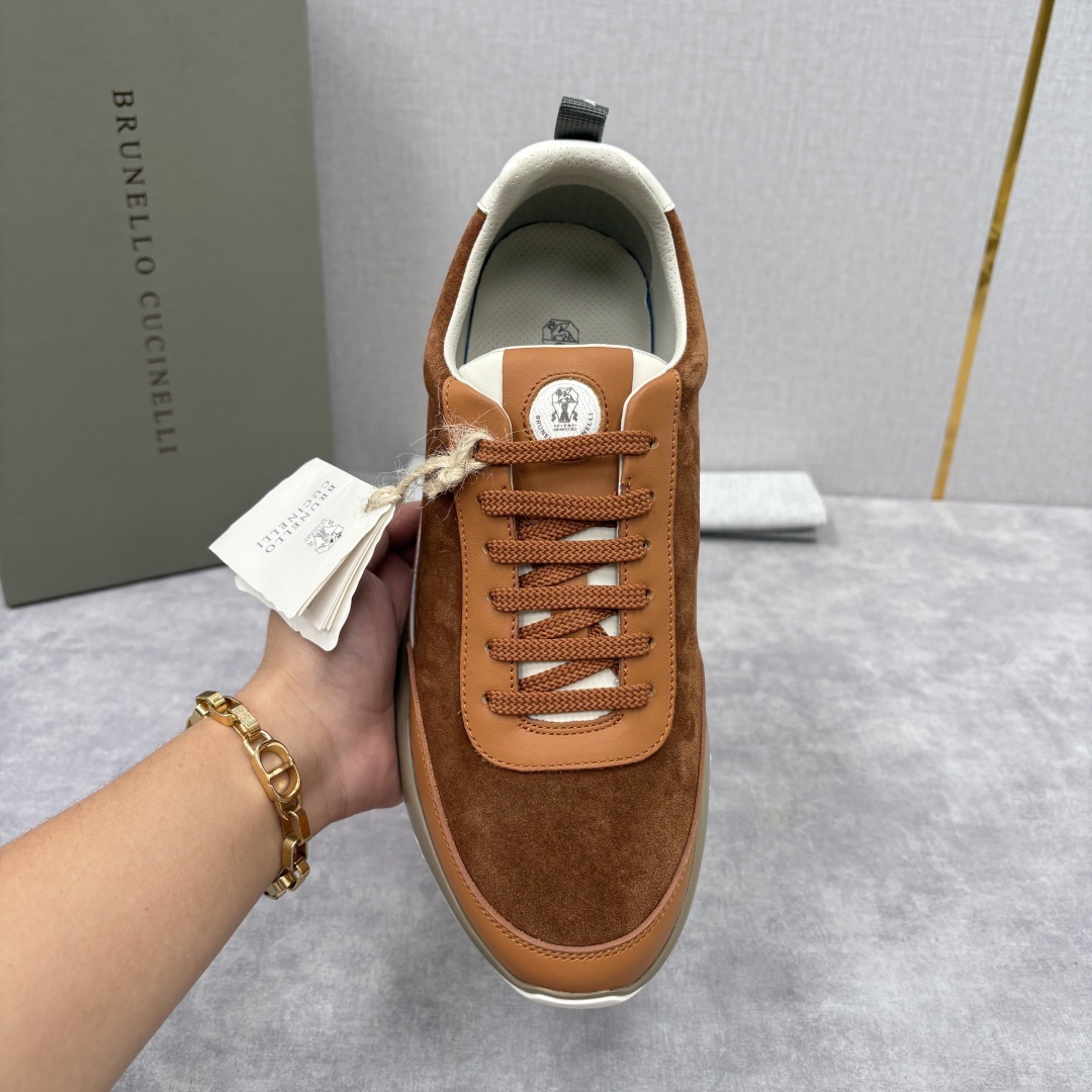 💋💍BC新品 Brunello Cucinell* 牛皮拼接低帮运动鞋 官方 8.600 新材料和对比色
