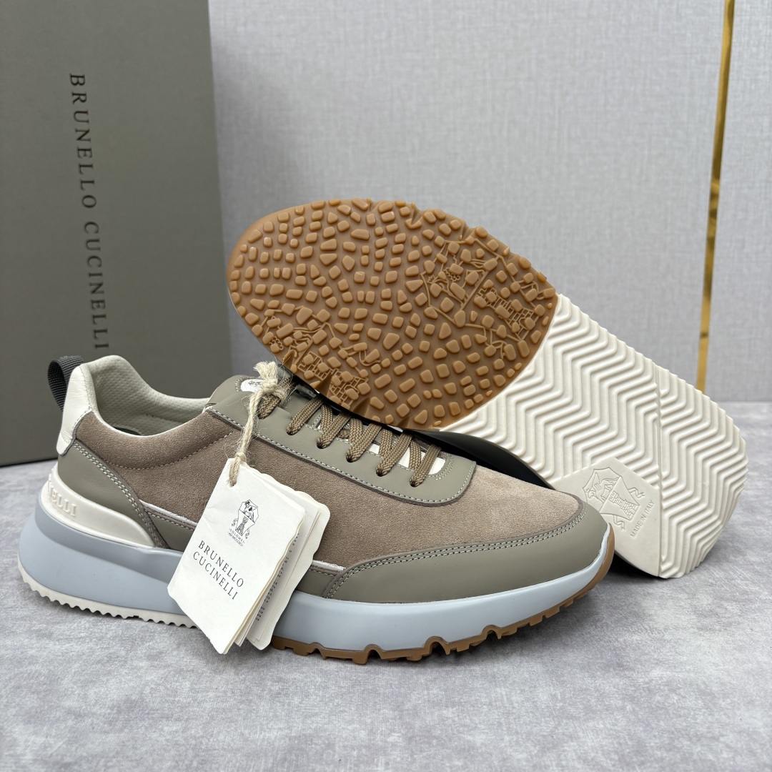 💋💍BC新品 Brunello Cucinell* 牛皮拼接低帮运动鞋 官方 8.600 新材料和对比色