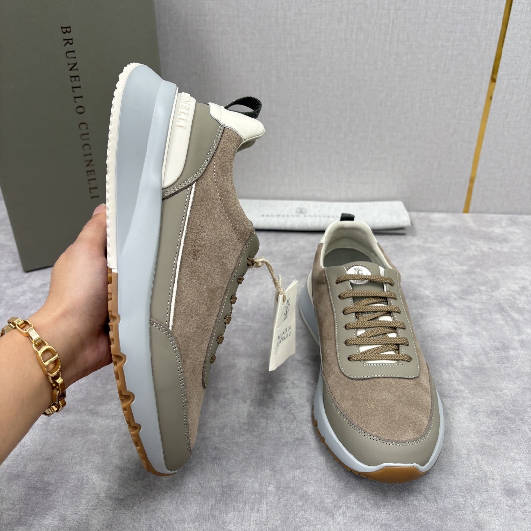 💋💍BC新品 Brunello Cucinell* 牛皮拼接低帮运动鞋 官方 8.600 新材料和对比色