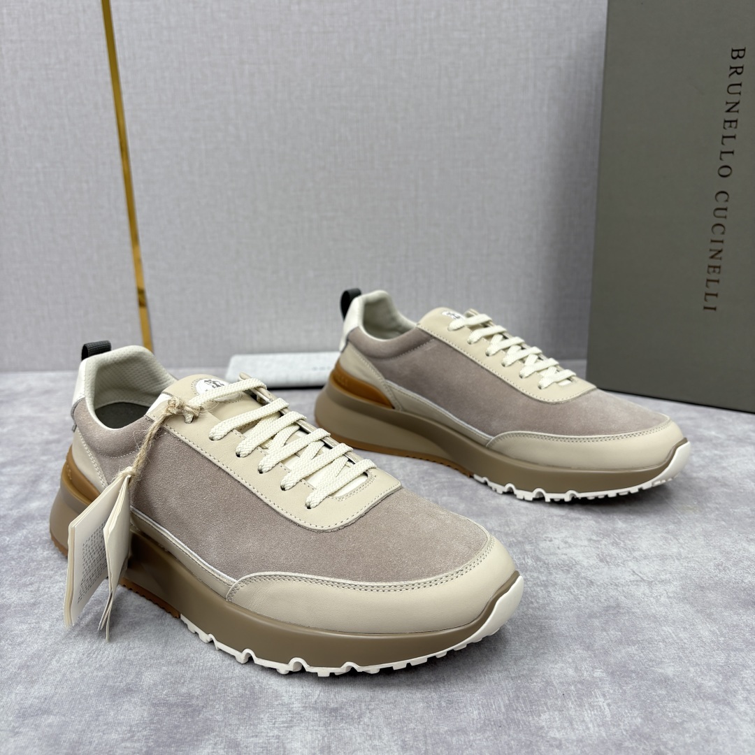 💋💍BC新品 Brunello Cucinell* 牛皮拼接低帮运动鞋 官方 8.600 新材料和对比色