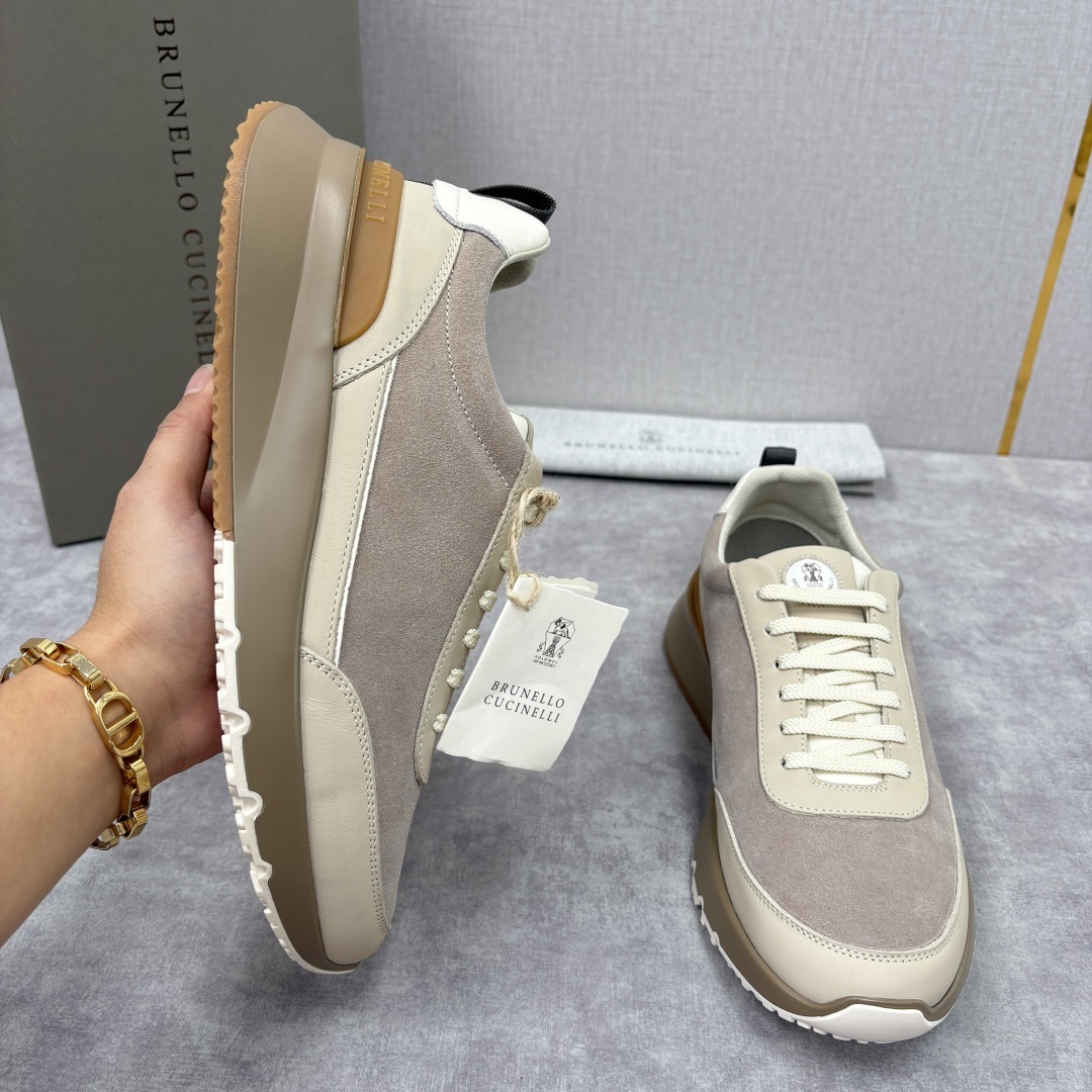 💋💍BC新品 Brunello Cucinell* 牛皮拼接低帮运动鞋 官方 8.600 新材料和对比色