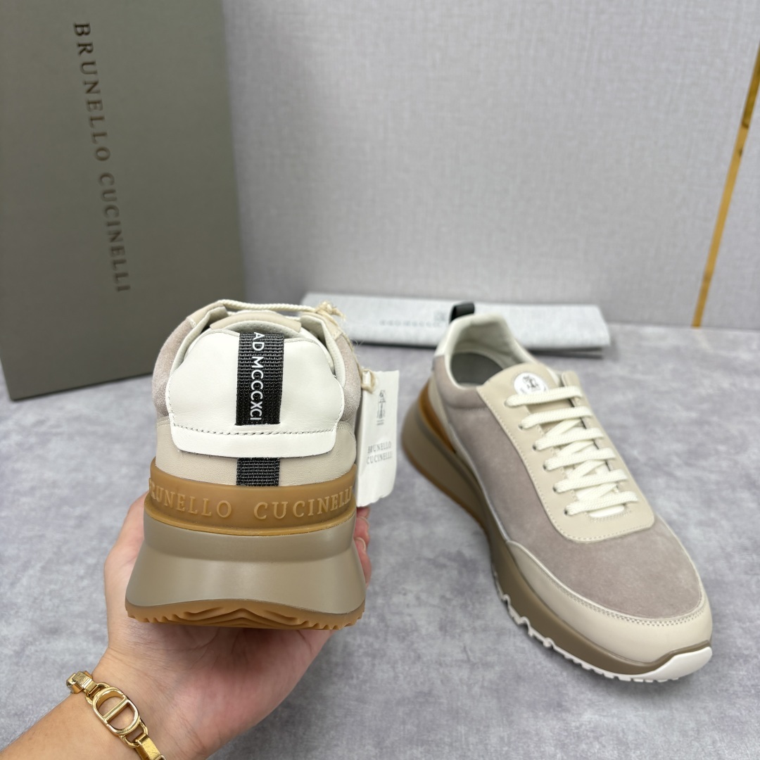 💋💍BC新品 Brunello Cucinell* 牛皮拼接低帮运动鞋 官方 8.600 新材料和对比色