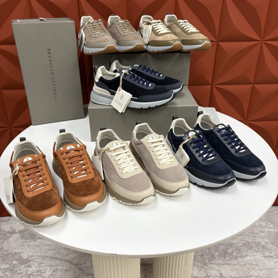 💋💍BC新品 Brunello Cucinell* 牛皮拼接低帮运动鞋 官方 8.600 新材料和对比色
