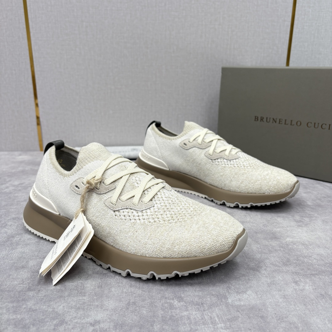 💋💍BC新品 Brunello Cucinell* 混色针织低帮运动鞋 官方 7,600 经典纱线激发了