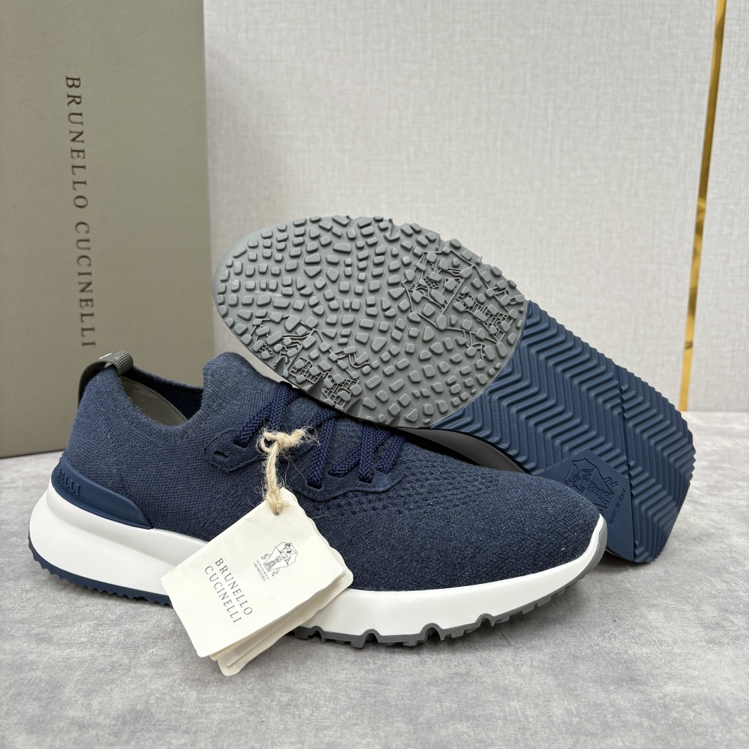 💋💍BC新品 Brunello Cucinell* 混色针织低帮运动鞋 官方 7,600 经典纱线激发了