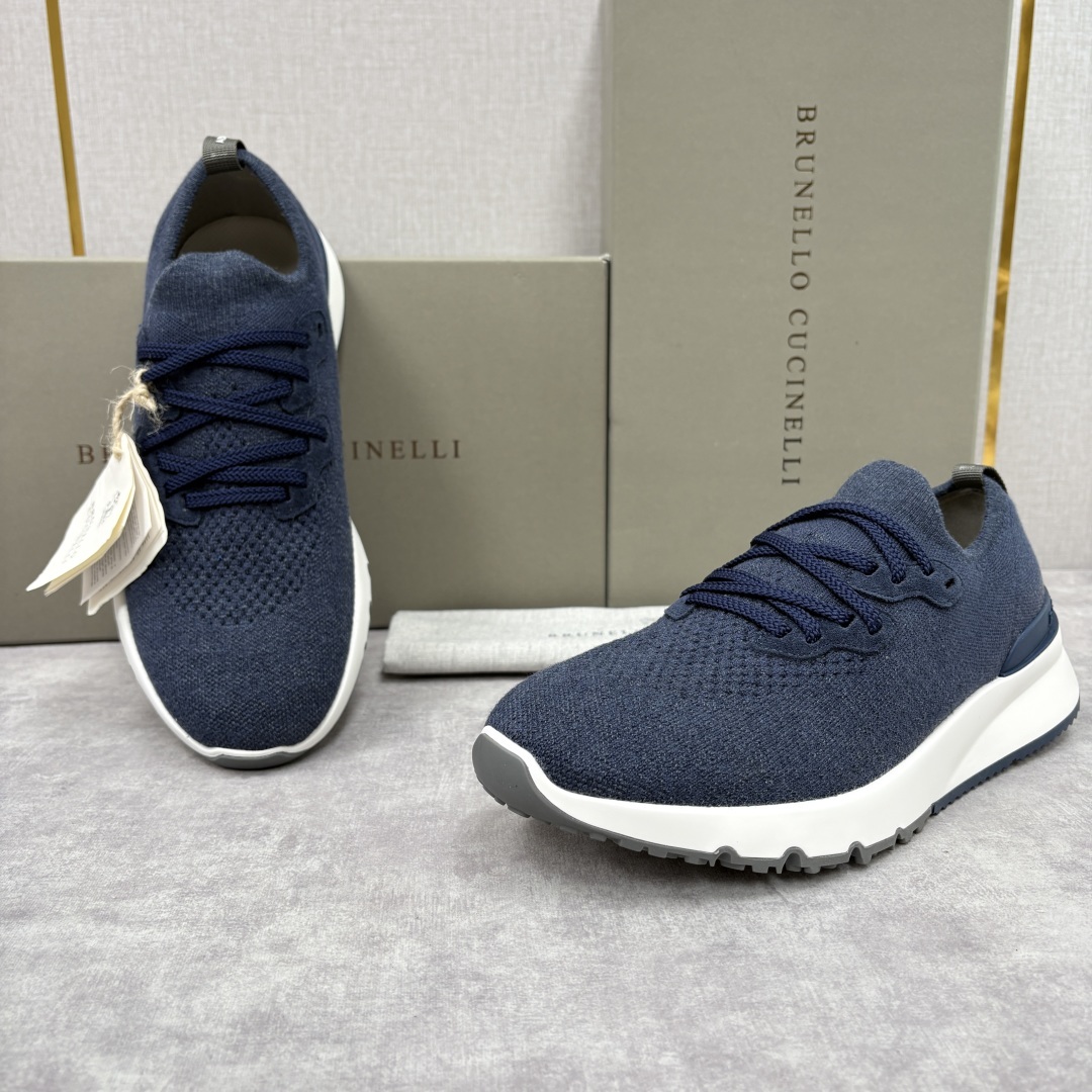 💋💍BC新品 Brunello Cucinell* 混色针织低帮运动鞋 官方 7,600 经典纱线激发了