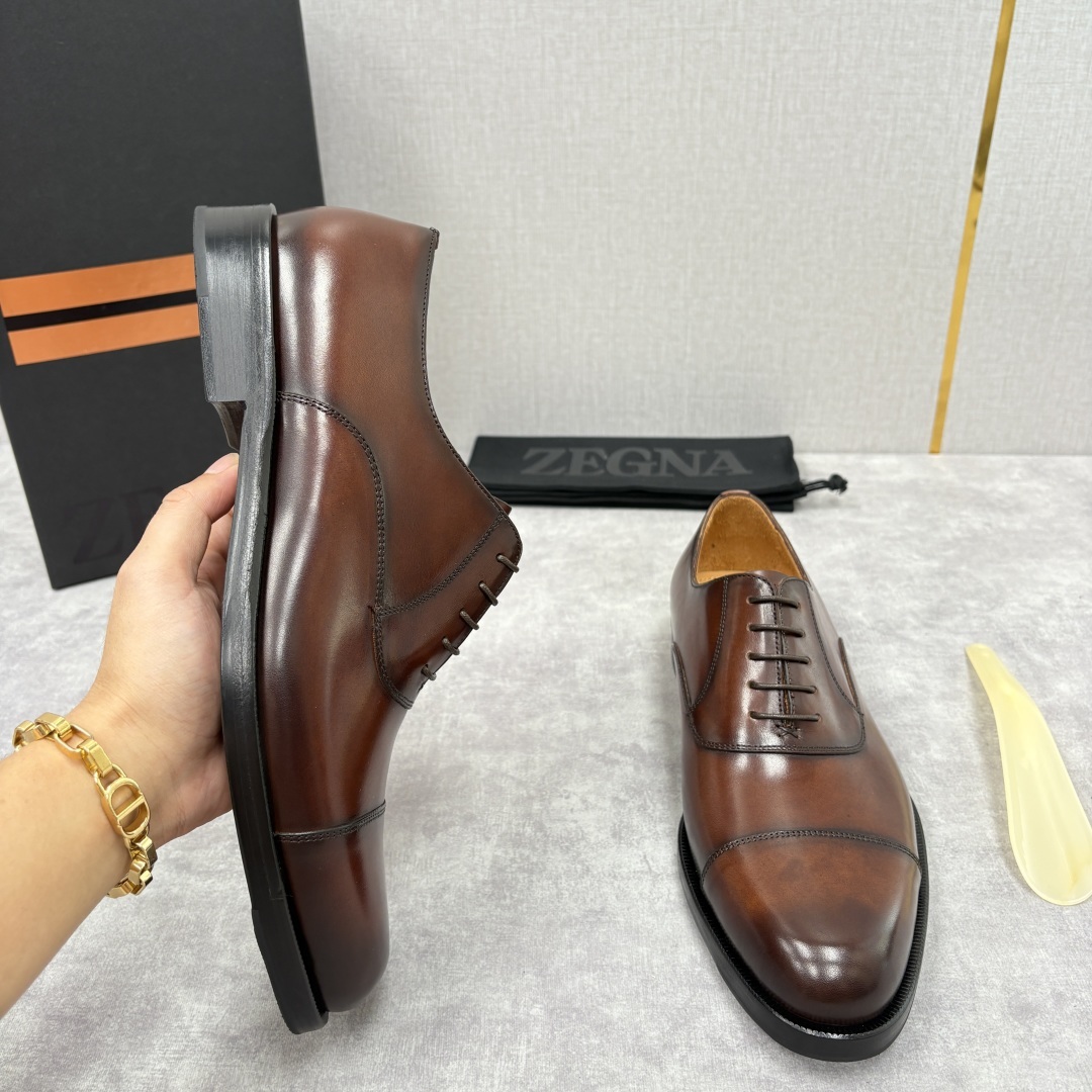 💋💍Zegn* 杰尼~亚 匠心工艺与优雅格调的典范 新款 男士商务正装鞋皮鞋,系带设计经典正统,鞋型线条