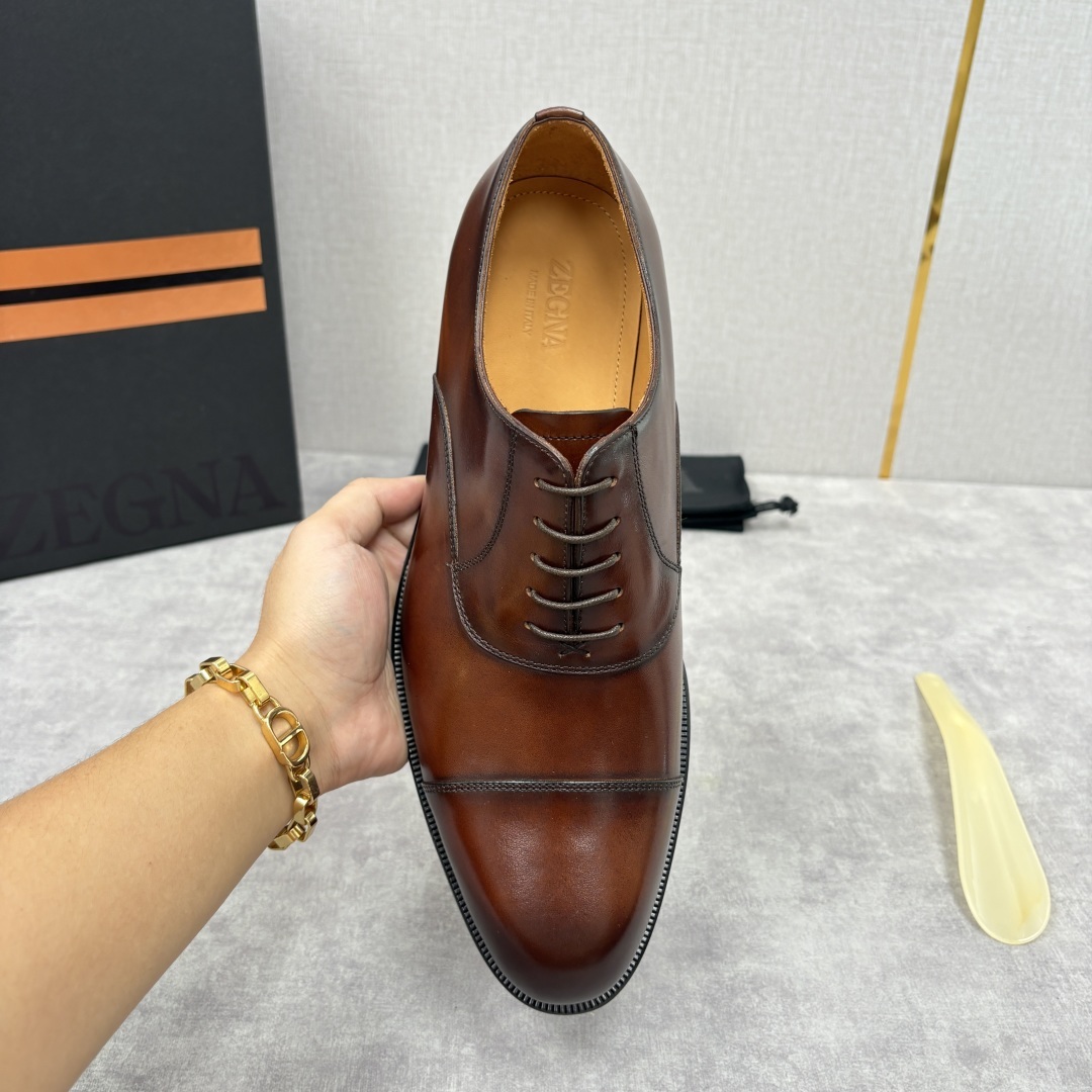 💋💍Zegn* 杰尼~亚 匠心工艺与优雅格调的典范 新款 男士商务正装鞋皮鞋,系带设计经典正统,鞋型线条