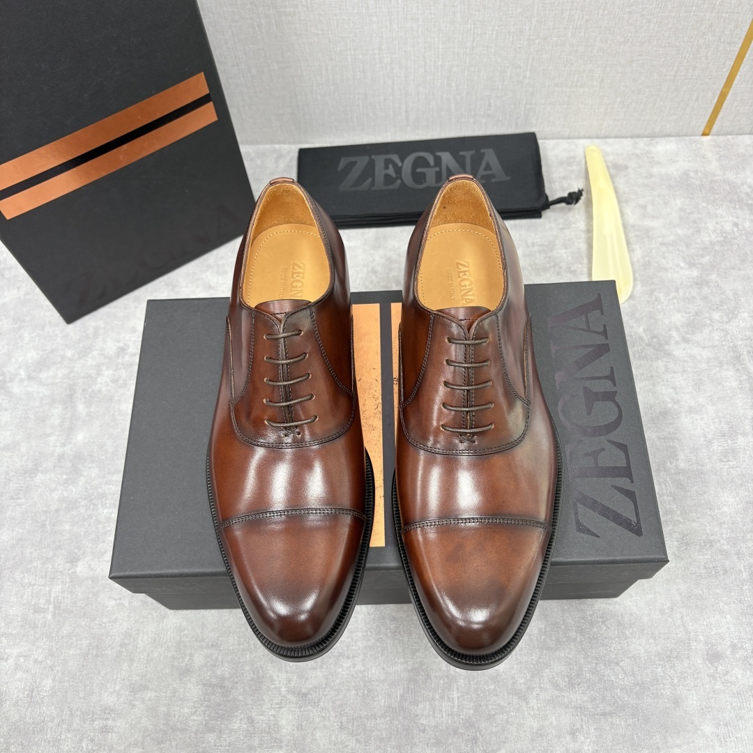 💋💍Zegn* 杰尼~亚 匠心工艺与优雅格调的典范 新款 男士商务正装鞋皮鞋,系带设计经典正统,鞋型线条