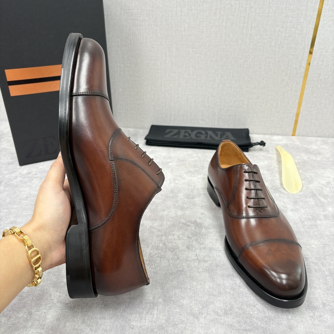 💋💍Zegn* 杰尼~亚 匠心工艺与优雅格调的典范 新款 男士商务正装鞋皮鞋,系带设计经典正统,鞋型线条
