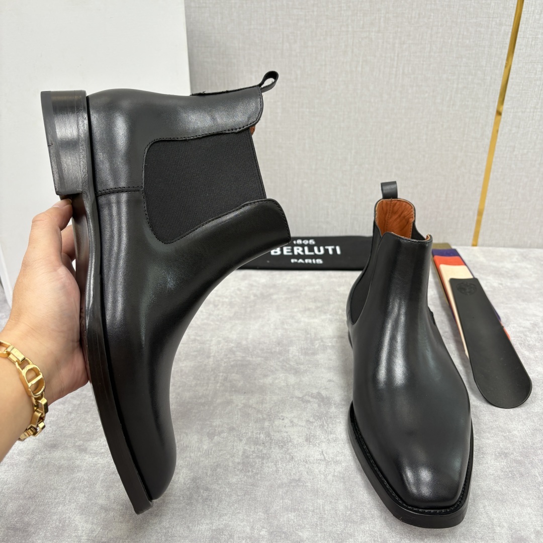 💋💍Berlut* 布鲁提 新品踝靴男士靴子 切尔西皮靴 以精湛工艺诠释奢华鞋履美学 这款靴子采用压纹鳄