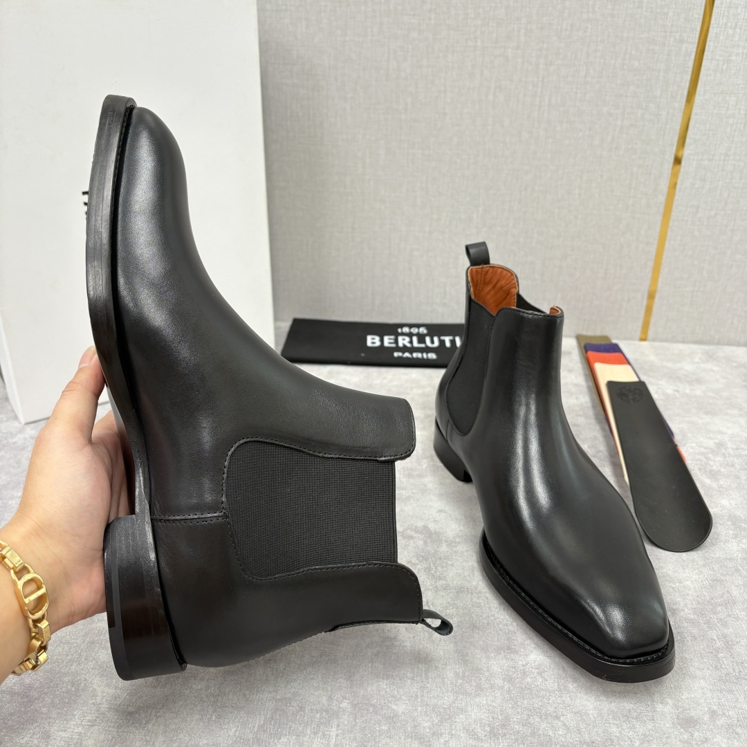 💋💍Berlut* 布鲁提 新品踝靴男士靴子 切尔西皮靴 以精湛工艺诠释奢华鞋履美学 这款靴子采用压纹鳄