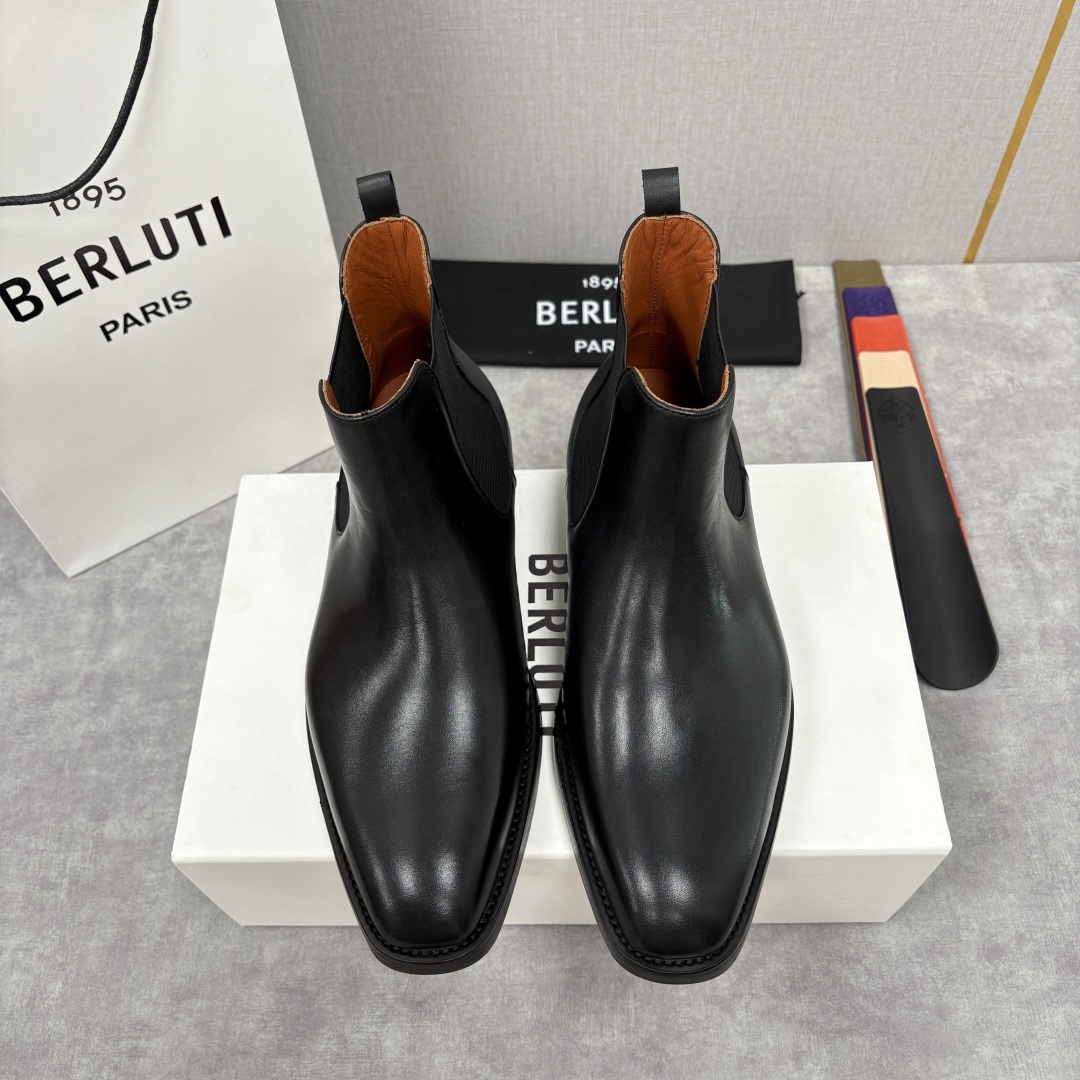 💋💍Berlut* 布鲁提 新品踝靴男士靴子 切尔西皮靴 以精湛工艺诠释奢华鞋履美学 这款靴子采用压纹鳄
