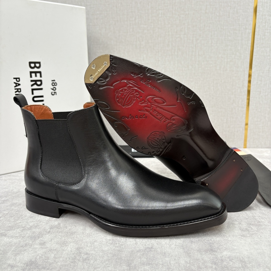 💋💍Berlut* 布鲁提 新品踝靴男士靴子 切尔西皮靴 以精湛工艺诠释奢华鞋履美学 这款靴子采用压纹鳄