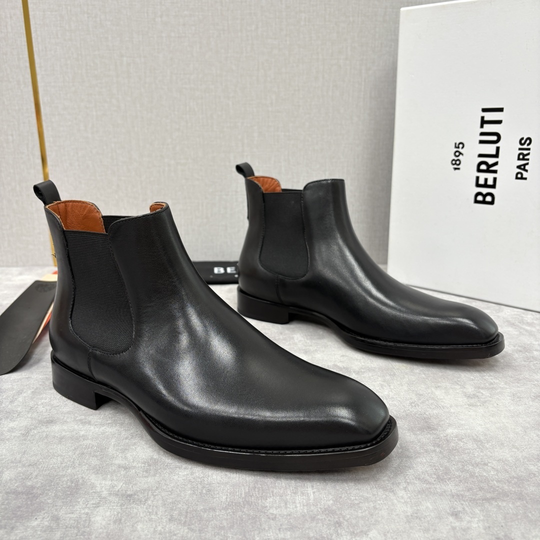 💋💍Berlut* 布鲁提 新品踝靴男士靴子 切尔西皮靴 以精湛工艺诠释奢华鞋履美学 这款靴子采用压纹鳄