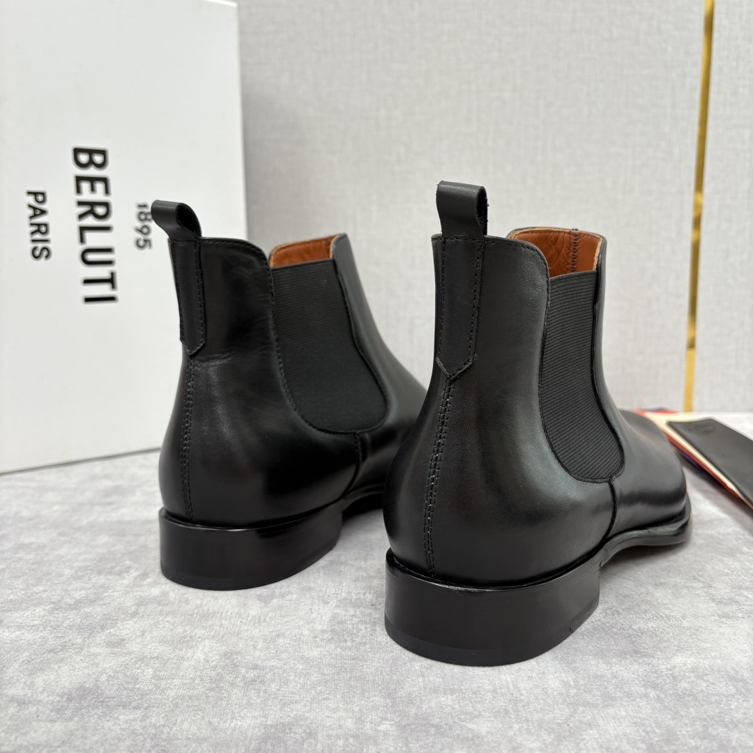 💋💍Berlut* 布鲁提 新品踝靴男士靴子 切尔西皮靴 以精湛工艺诠释奢华鞋履美学 这款靴子采用压纹鳄