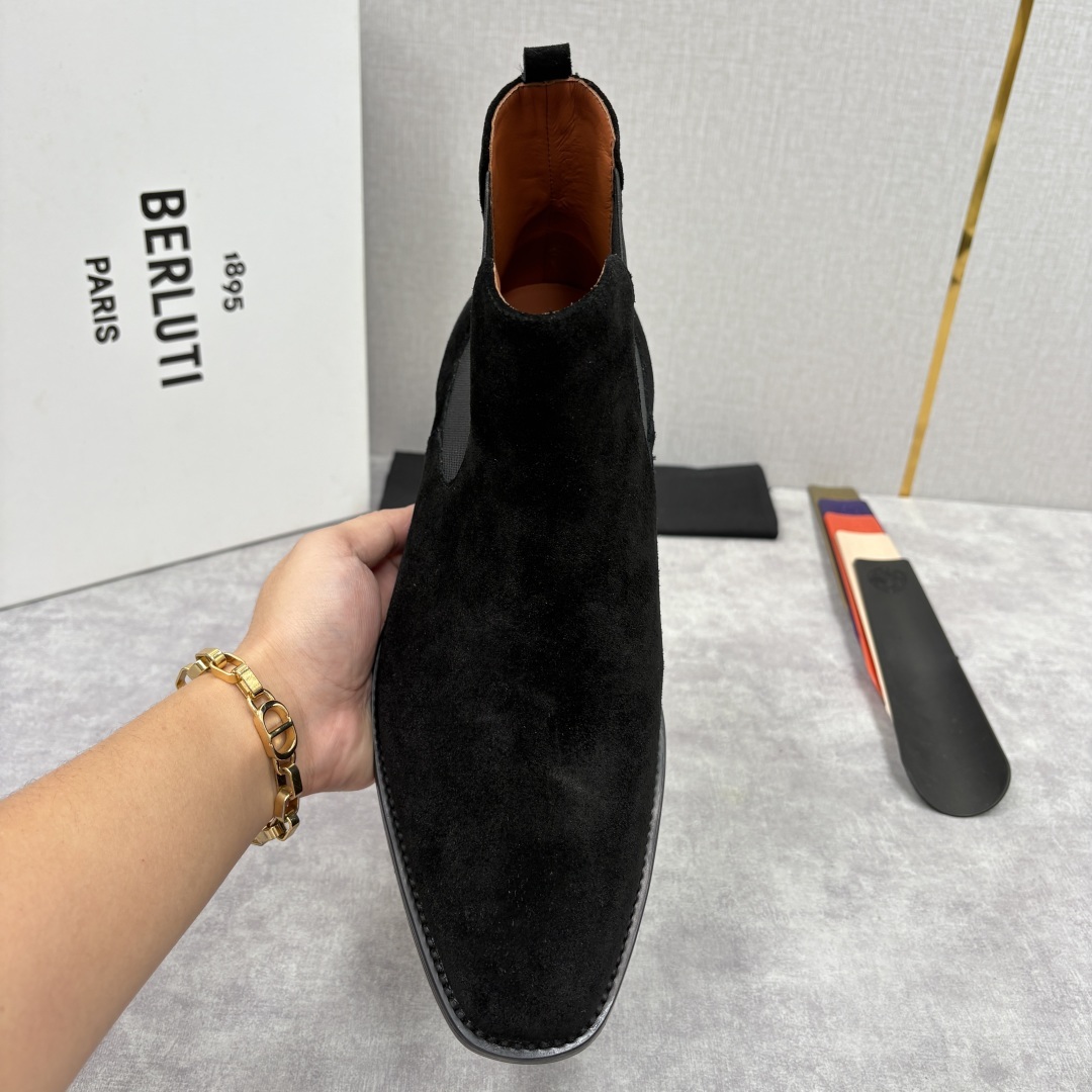 💋💍Berlut* 布鲁提 新品踝靴男士靴子 切尔西皮靴 以精湛工艺诠释奢华鞋履美学 这款靴子采用压纹鳄