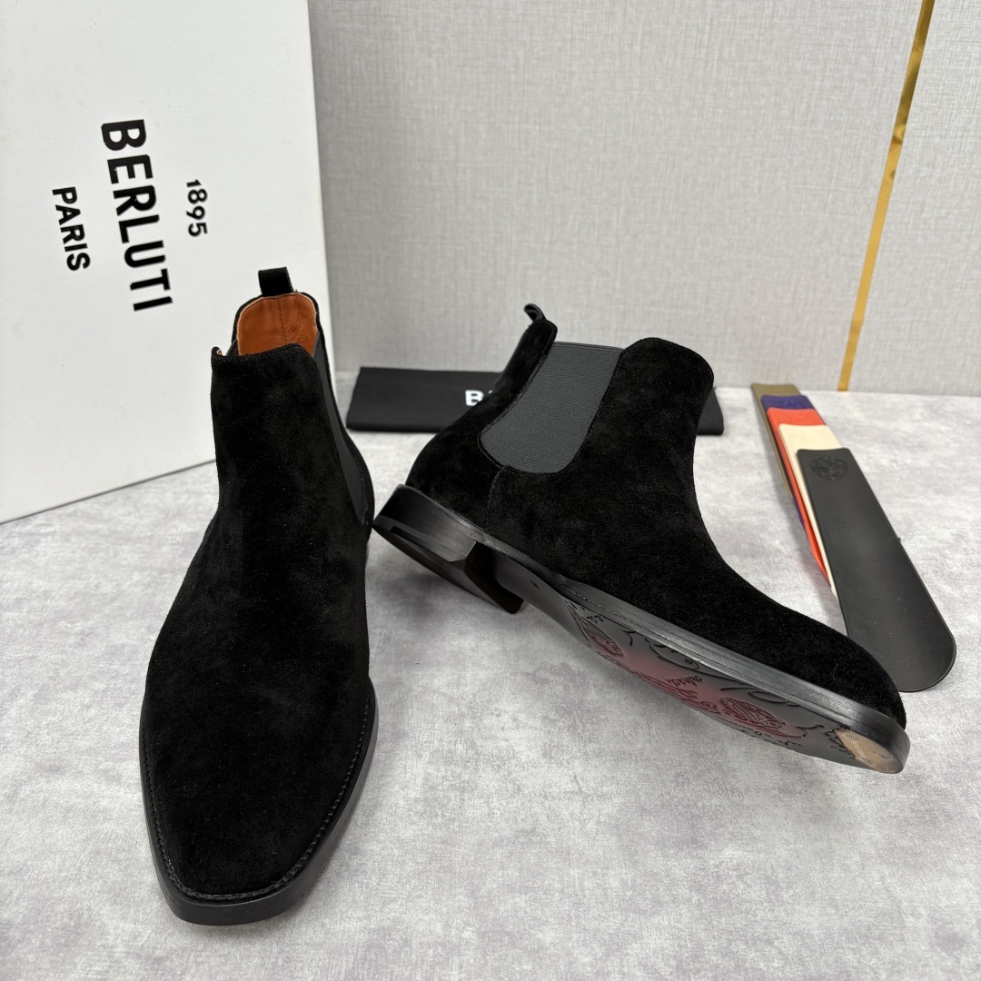 💋💍Berlut* 布鲁提 新品踝靴男士靴子 切尔西皮靴 以精湛工艺诠释奢华鞋履美学 这款靴子采用压纹鳄