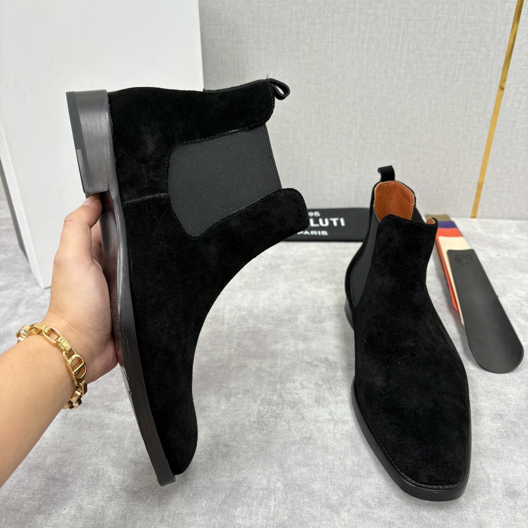 💋💍Berlut* 布鲁提 新品踝靴男士靴子 切尔西皮靴 以精湛工艺诠释奢华鞋履美学 这款靴子采用压纹鳄