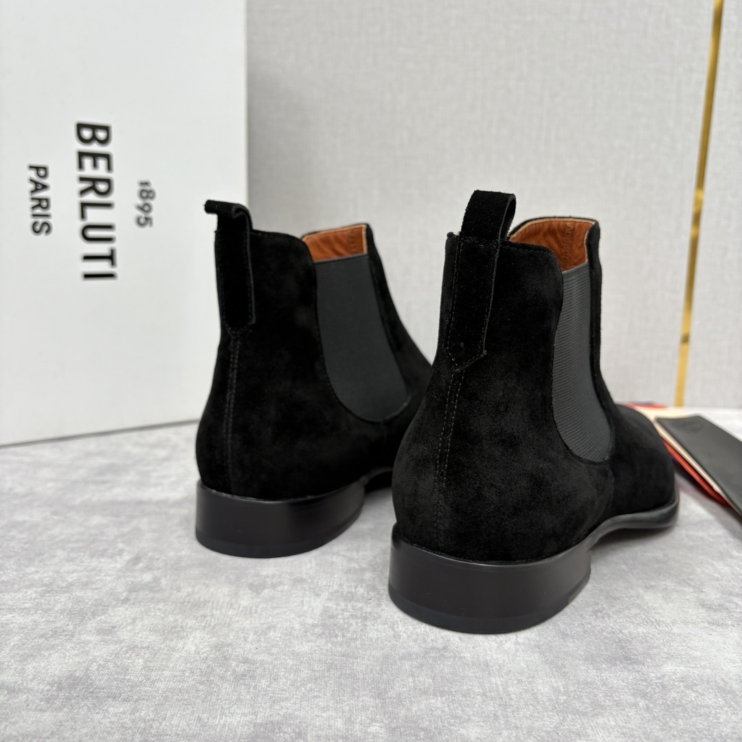 💋💍Berlut* 布鲁提 新品踝靴男士靴子 切尔西皮靴 以精湛工艺诠释奢华鞋履美学 这款靴子采用压纹鳄
