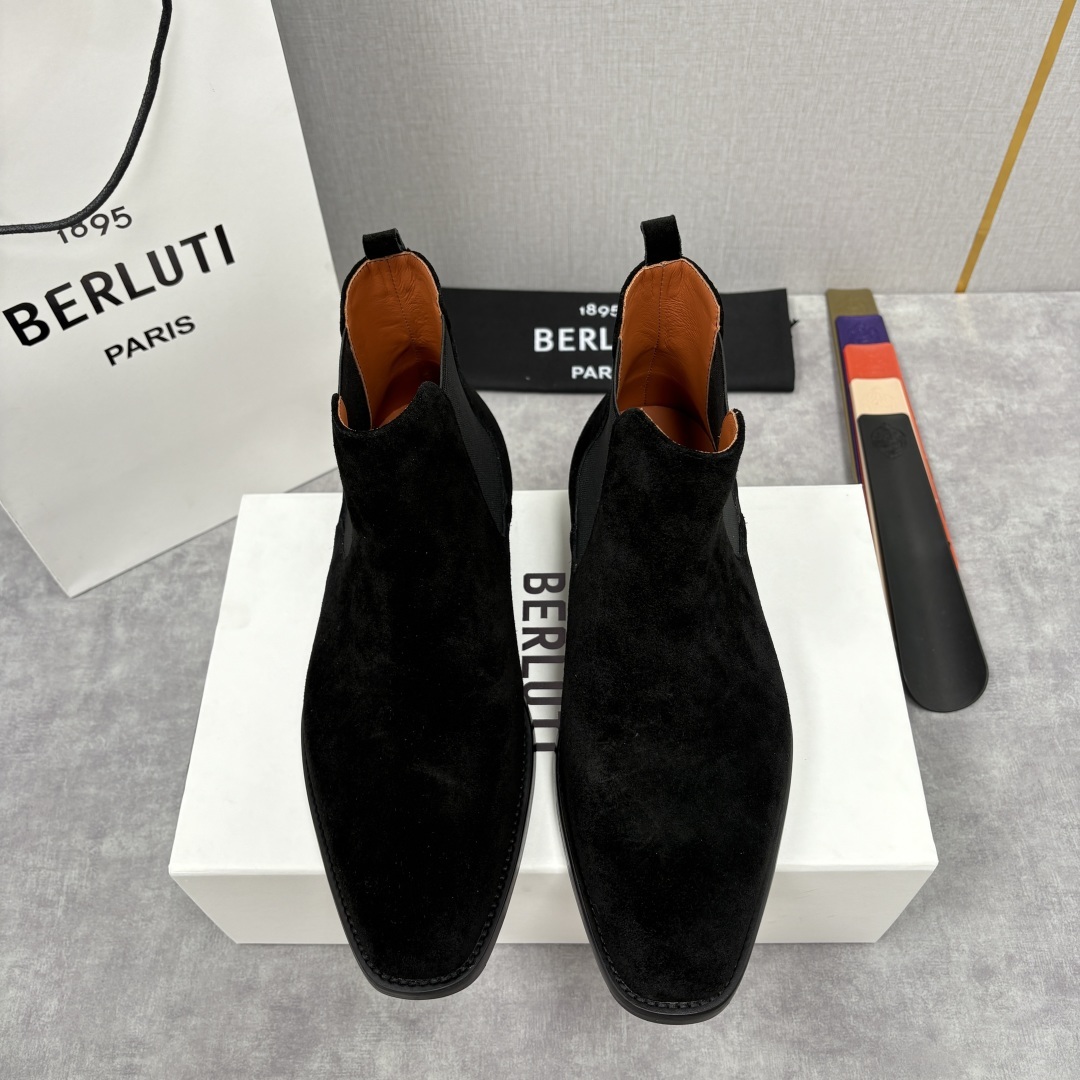 💋💍Berlut* 布鲁提 新品踝靴男士靴子 切尔西皮靴 以精湛工艺诠释奢华鞋履美学 这款靴子采用压纹鳄