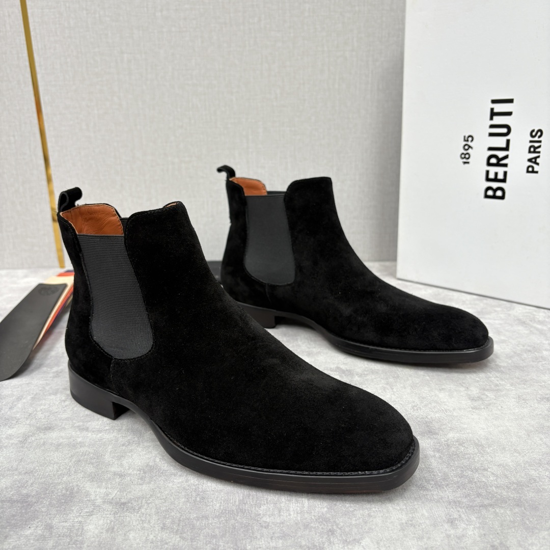💋💍Berlut* 布鲁提 新品踝靴男士靴子 切尔西皮靴 以精湛工艺诠释奢华鞋履美学 这款靴子采用压纹鳄