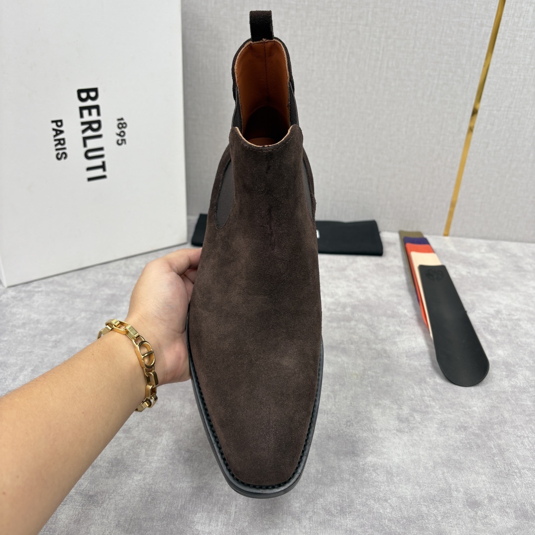 💋💍Berlut* 布鲁提 新品踝靴男士靴子 切尔西皮靴 以精湛工艺诠释奢华鞋履美学 这款靴子采用压纹鳄