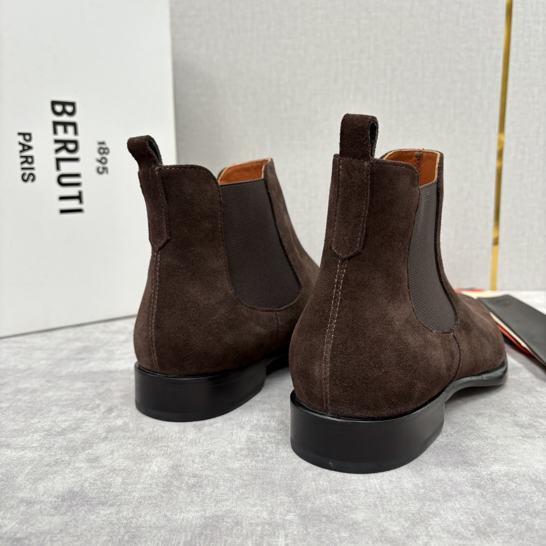 💋💍Berlut* 布鲁提 新品踝靴男士靴子 切尔西皮靴 以精湛工艺诠释奢华鞋履美学 这款靴子采用压纹鳄