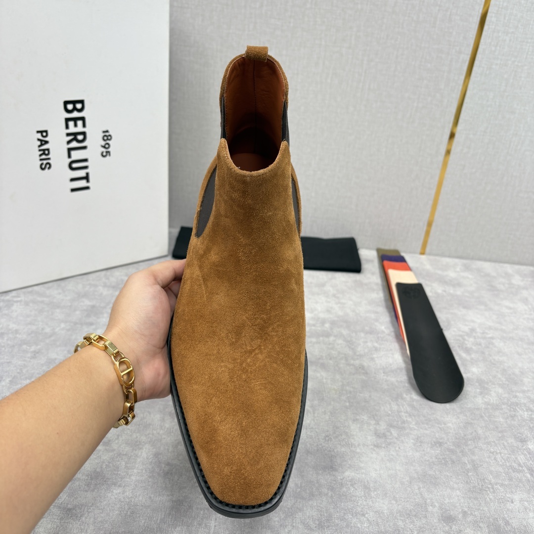 💋💍Berlut* 布鲁提 新品踝靴男士靴子 切尔西皮靴 以精湛工艺诠释奢华鞋履美学 这款靴子采用压纹鳄
