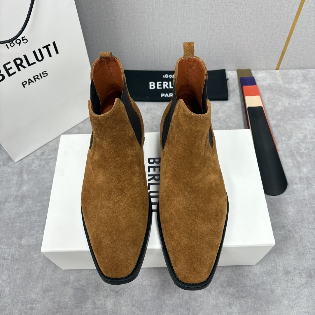 💋💍Berlut* 布鲁提 新品踝靴男士靴子 切尔西皮靴 以精湛工艺诠释奢华鞋履美学 这款靴子采用压纹鳄