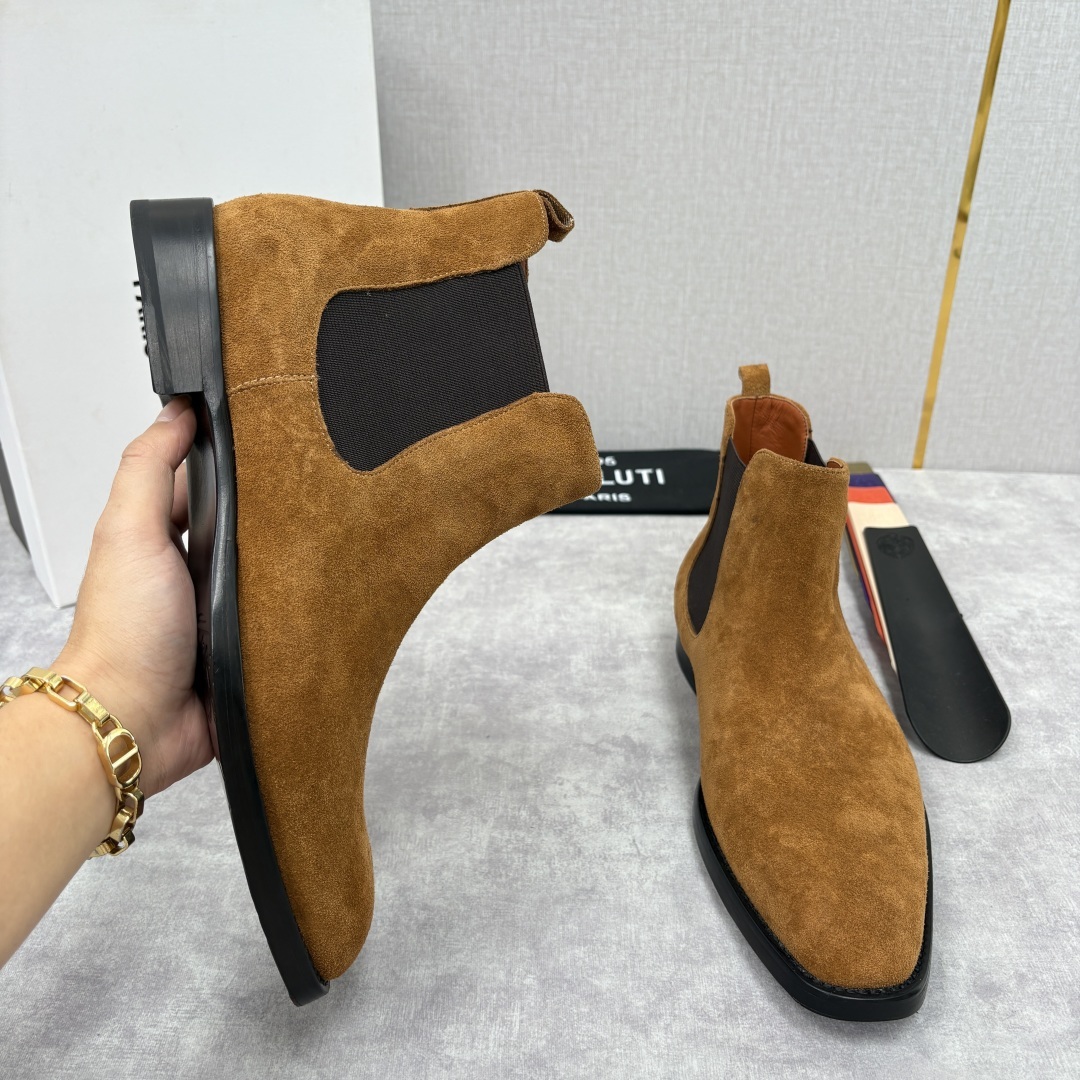 💋💍Berlut* 布鲁提 新品踝靴男士靴子 切尔西皮靴 以精湛工艺诠释奢华鞋履美学 这款靴子采用压纹鳄