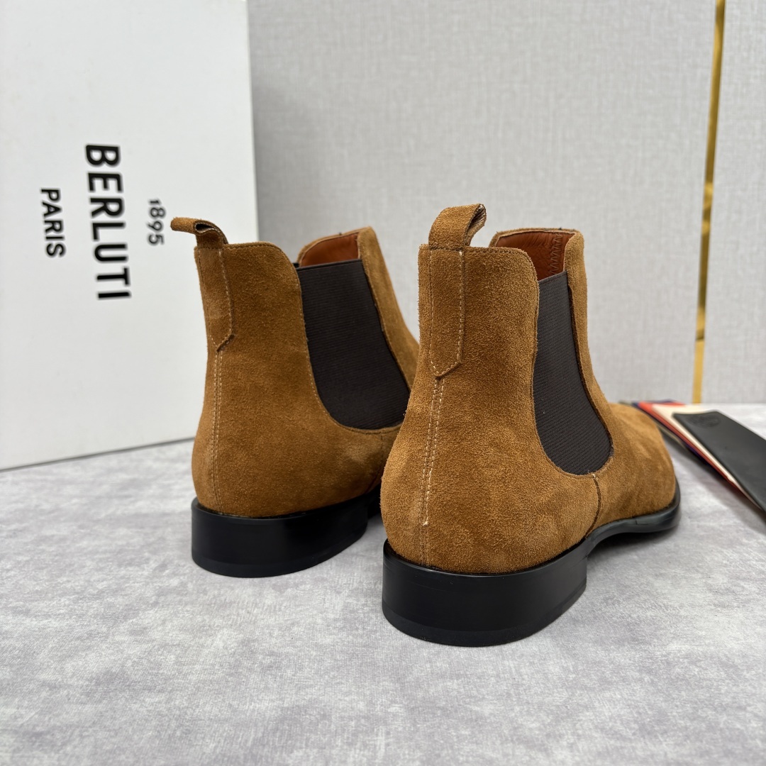 💋💍Berlut* 布鲁提 新品踝靴男士靴子 切尔西皮靴 以精湛工艺诠释奢华鞋履美学 这款靴子采用压纹鳄