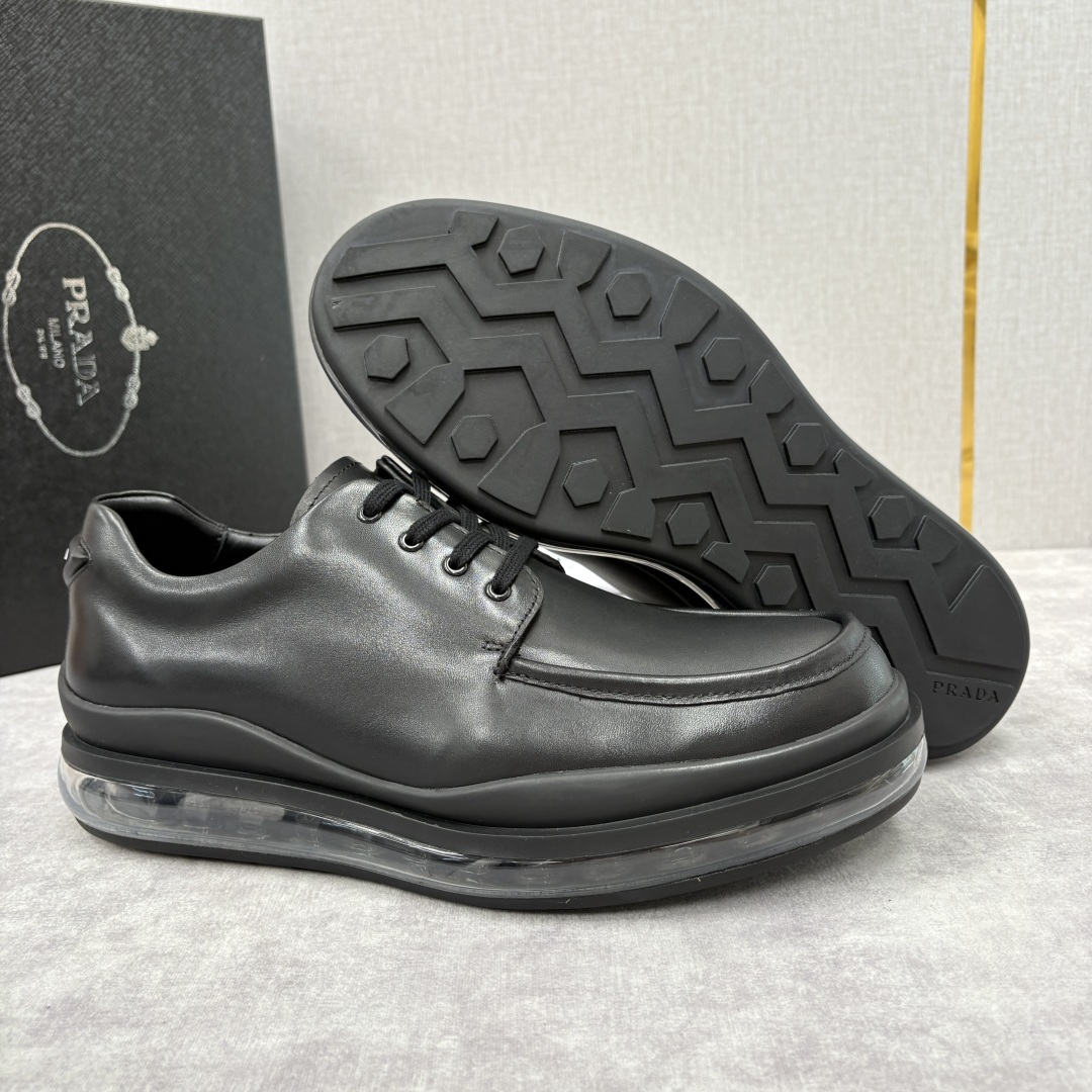 💋💍P家新品 PRAD*/普拉-达 新款休闲正装气垫皮革运动鞋 这款气垫运动板鞋采用进口开边珠/柔软腊面