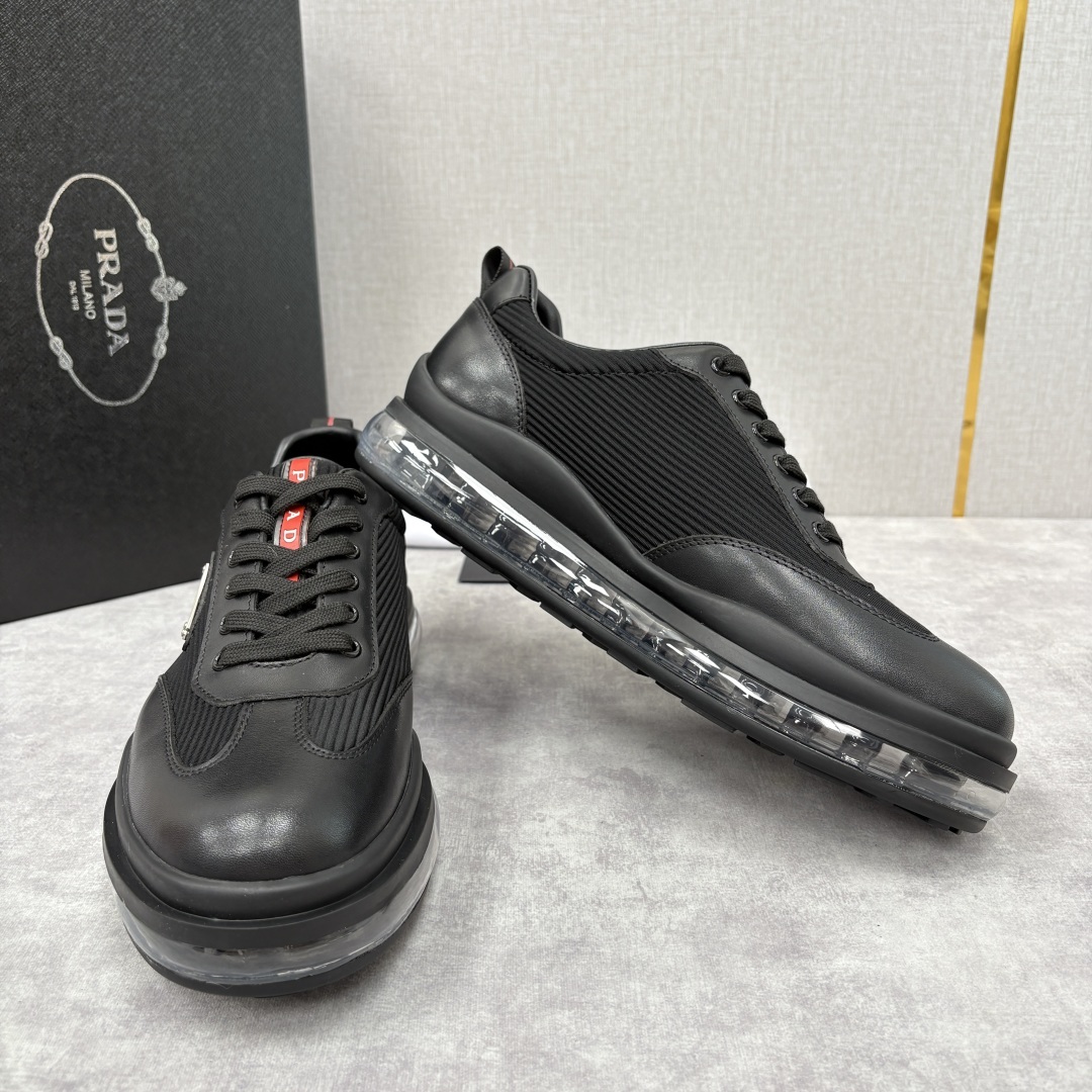 💋💍P家新品 PRAD*/普拉-达 新款休闲正装气垫皮革运动鞋 这款气垫运动板鞋采用进口开边珠/柔软腊面